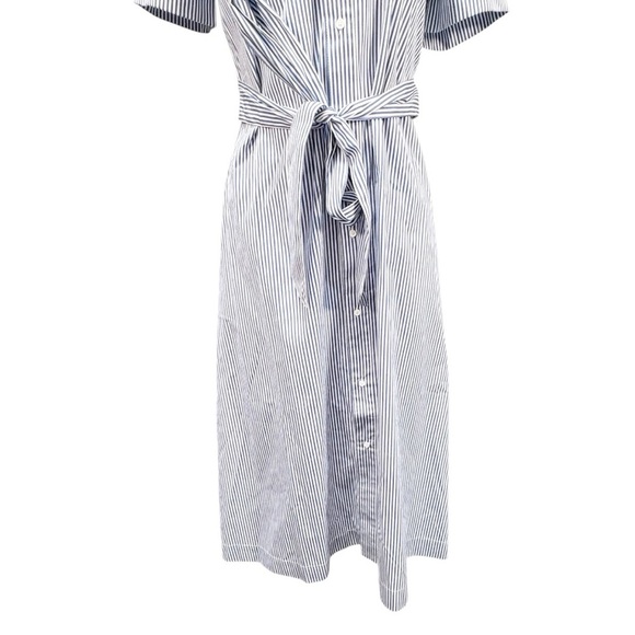 AYR The Villa Short Sleeve Belted Midi Shirt Dress Blue Stripe Size XS - Picture 7 of 11